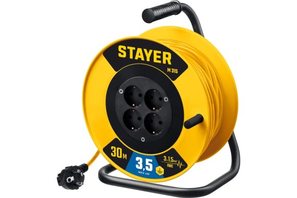 Удлинитель  M 315 30м на катушке 4 роз.3,5кВт(16А),ПВС 3*1,5мм, STAYER