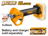 Секатор аккумуляторный INGCO CSSLI20258, 20В, рез 25мм, без АКБ и ЗУ Секатор аккумуляторный INGCO CSSLI20258, 20В, рез 25мм, без АКБ и ЗУ