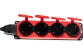 Колодка ЭРА K-4e-RED-IP44 каучуковая с заземлением 4 розетки 16A IP44 красная Колодка ЭРА K-4e-RED-IP44 каучуковая с заземлением 4 розетки 16A IP44 красная