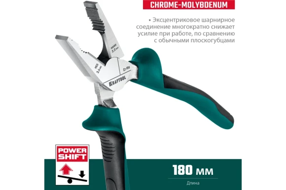 Плоскогубцы комбинированные c эксцентриковым шарниром 180 мм KRAFTOOL 22011-1-18_z01