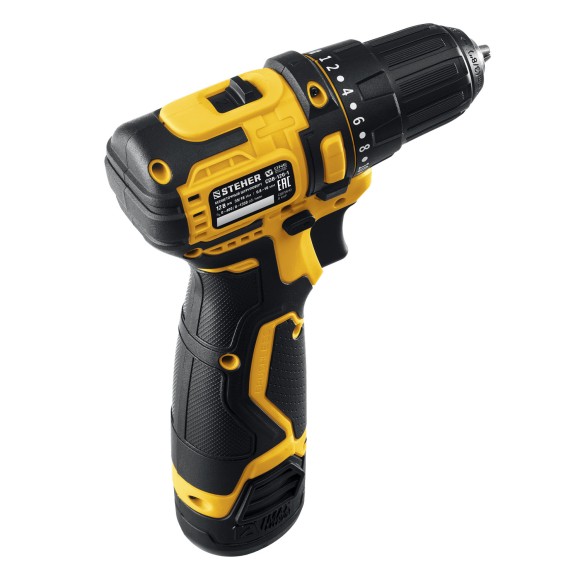 Шуруповёрт(BL) аккум. STEHER  CDB-120-1, 12В, 35Н*м, 1350об/мин, АКБ 1-шт (2А*ч), в кейсе