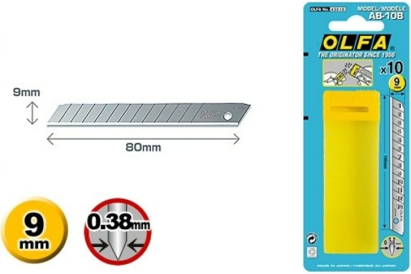 Лезвия для ножей OLFA OL-AB-10B 9мм в боксе Лезвия для ножей OLFA OL-AB-10B 9мм в боксе