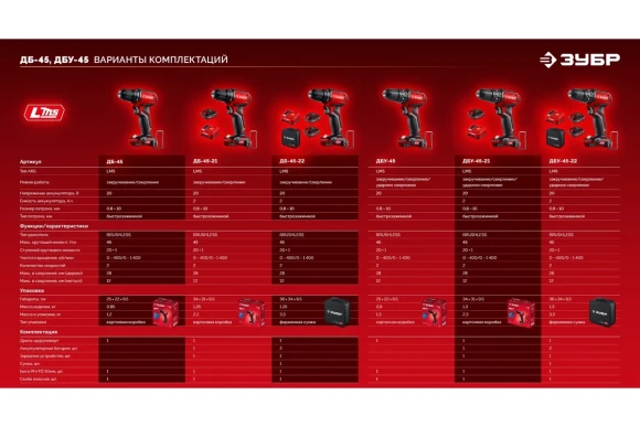 Шуруповёрт(BL) аккум.ЗУБР ДБ-45-21, 20В, 45Н*м, 1400об/мин, АКБ 1-шт (2А*ч), в коробке