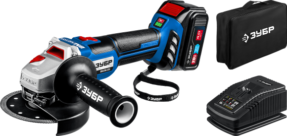 Шлифмашина(BL) угловая аккум. ЗУБР AB-125-41, 20В, 125мм, 4000-10000об/мин, АКБ 1-шт (4А*ч) Шлифмашина(BL) угловая аккум. ЗУБР AB-125-41, 20В, 125мм, 4000-10000об/мин, АКБ 1-шт (4А*ч)
