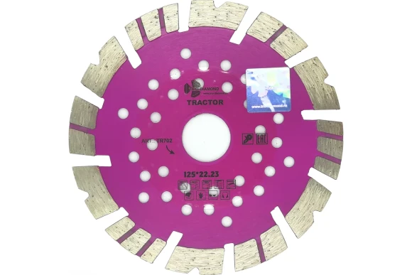 Диск алмазный по железобетону 125 х 22.2мм, турбосегмент, Tractor TR702 Trio-Diamond