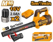 Воздуходувка аккум. INGCO CABLI168082,16В Li-ion-2шт,,режим пылесоса,