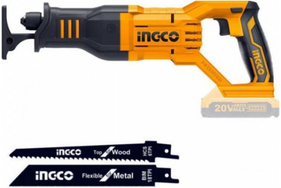 Пила сабельная аккум. INGCO CRSLI1151, 20В, 115/8мм, 2800ход/мин, без АКБ и ЗУ, в коробке