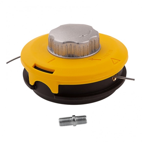 Головка тримерная гайка М10*1,25, с адапторам ,винт М10-М10 алюм.кнопка Denzel 