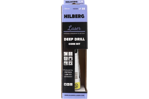 Коронка алмазная 35*150 мм М16/SDS+ железобетон Hilberg Laser Deep Drill сухое HILBERG HD335