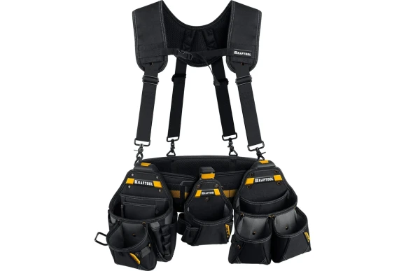 Пояс монтажника +2 большие+1малая сумки+подтяжки KBS-5 KRAFTOOL Пояс монтажника +2 большие+1малая сумки+подтяжки KBS-5 KRAFTOOL