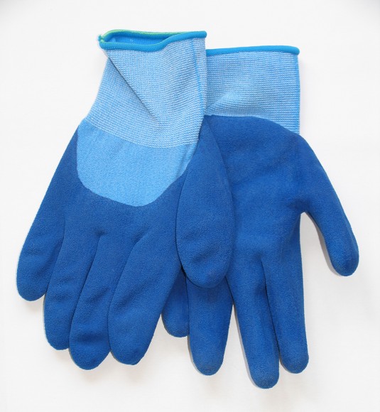 Перчатки AOI WORKS  A-207 вязан. голуб/синий.облив полн размер- M