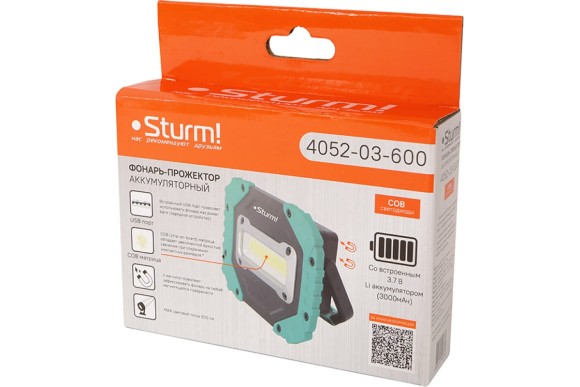Фонарь прожектор аккумул. 600 люм,,COB, магнитный Sturm Фонарь прожектор аккумул. 600 люм,,COB, магнитный Sturm