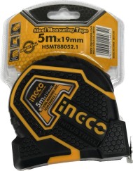 Рулетка 5м х 19мм, жёлтая двусторонняя лента, корпус, ABS-пластик+каучук, INGCO Рулетка 5м х 19мм, жёлтая двусторонняя лента, корпус, ABS-пластик+каучук, INGCO