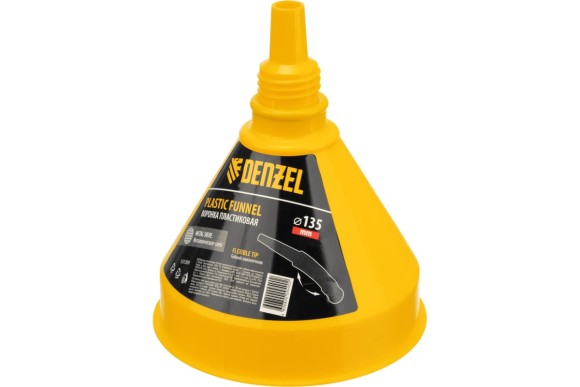 Воронка пластиковая 135 мм с металлическим ситом и гибким наконечником Denzel Воронка пластиковая 135 мм с металлическим ситом и гибким наконечником Denzel