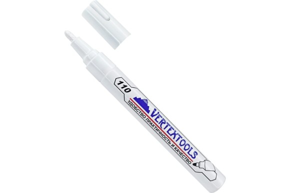 Маркер-краска белый нитро-основа 4мм, Vertextools Маркер-краска белый нитро-основа 4мм, Vertextools