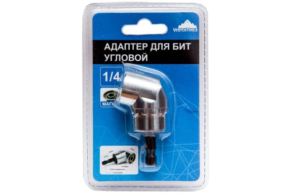 Адаптер угловой для бит 1/4 *61мм Vertextools