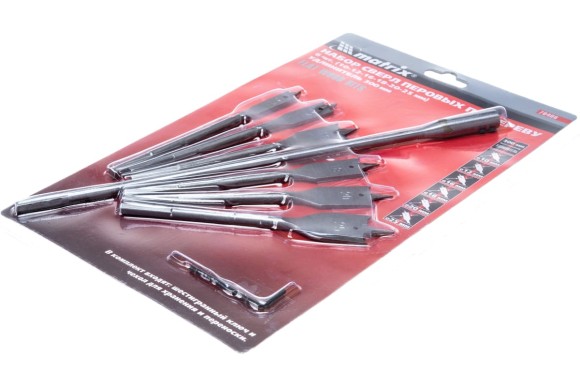 Набор св. по дереву перовых 10-12-16-18-20-25*153мм +удлин. 300мм Matrix  Набор св. по дереву перовых 10-12-16-18-20-25*153мм +удлин. 300мм Matrix