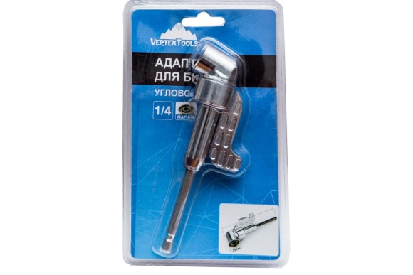 Адаптер угловой для бит 1/4 *140мм Vertextools